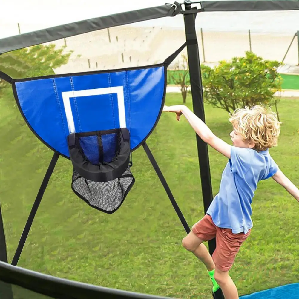 Portable Trampoline Basketball Kit Outdoor Trampoline Basketball Hoop Set with Pump Waterproof Balls Fun Game for Kids Adults