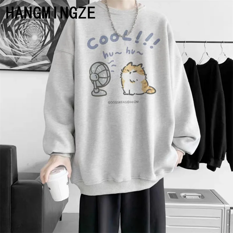 

Autumn Cat Pattern Printed New Male Sweatshirts Comfortable Men Streetwear Vintage High Quality Couple Pullover Sweatshirts Tops