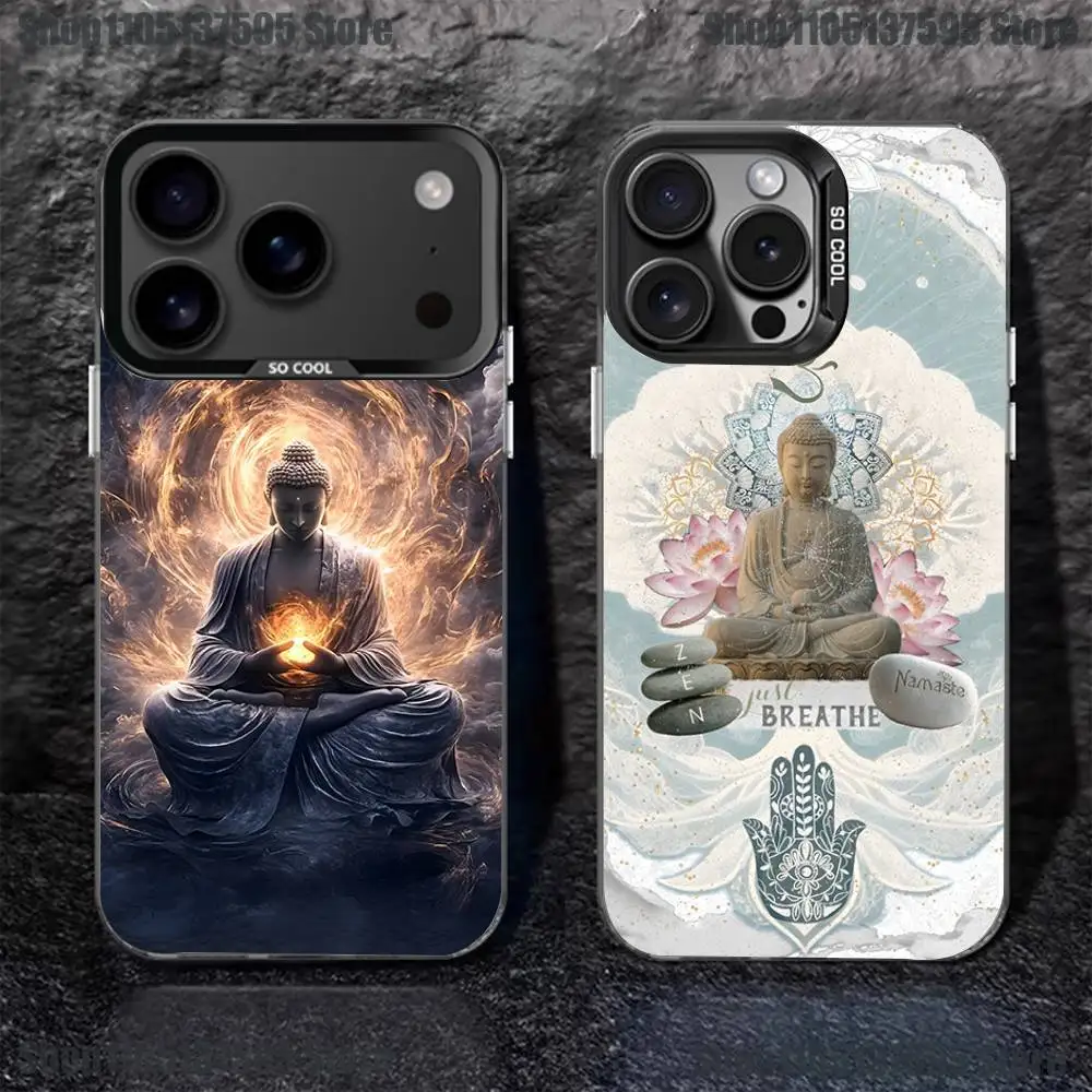 

Buddha Art Pattern Phone Case For iPhone 16,15,14,13,12,11,Pro,XS,Max,Plus,Mini,SE4,E Black Matte Shockproof Cover
