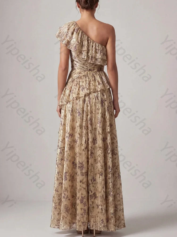 Customized A Line One-shoulder Ruffled Mother of The Bride Dresses Elegant Side Slit Evening Dress High Quality Prom Party Gowns