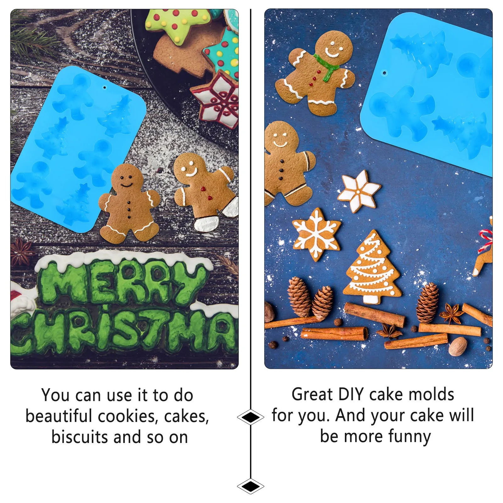 1 Buah Cetakan Kue Fondant Silikon Bentuk Pohon Natal Manusia Roti Jahe Alat Memanggang Cetakan Cokelat Diy untuk Kue Kering Kue Dapur