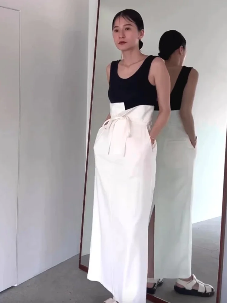 

Gagarich 2025 Midi Skirt Women Spring Summer High Waist A-line Split Hip Slimming Straight Tube Knee Length Skirts