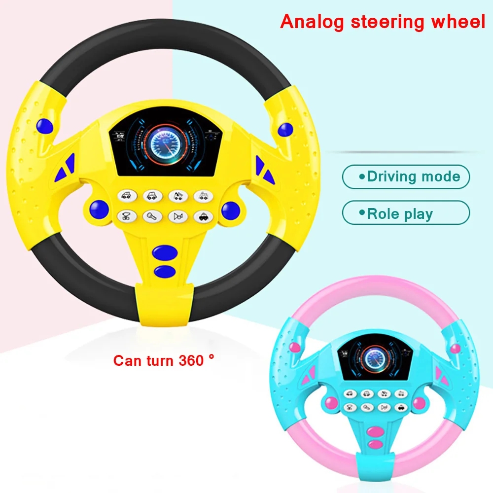 Kids Simulate Driving Car Copilot Steering Wheel Eletric Baby Toys with Sound Musical Educational Stroller Driving Vocal Toys