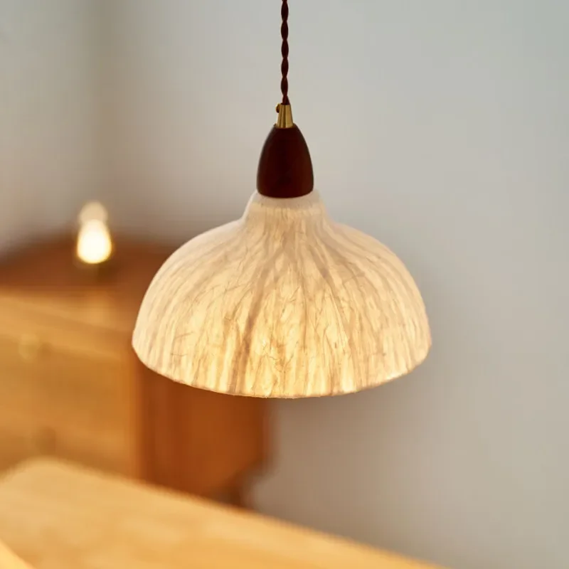 Japanese Style Rice Paper Chandelier Silent Wind Design Retro Handmade Lamp for Zen Tea Room Bar Entrance Home Decor Lighting