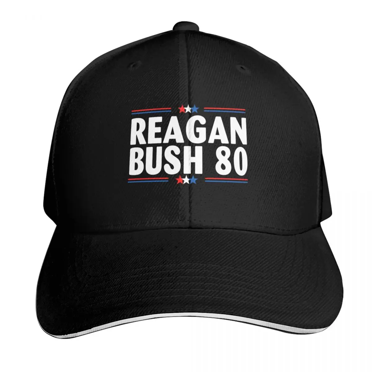 Reagan Bush 1980 Presidential Election Baseball Cap Contrast Two Tone Brim Snapback Flat Bill Strapback Dad Hat