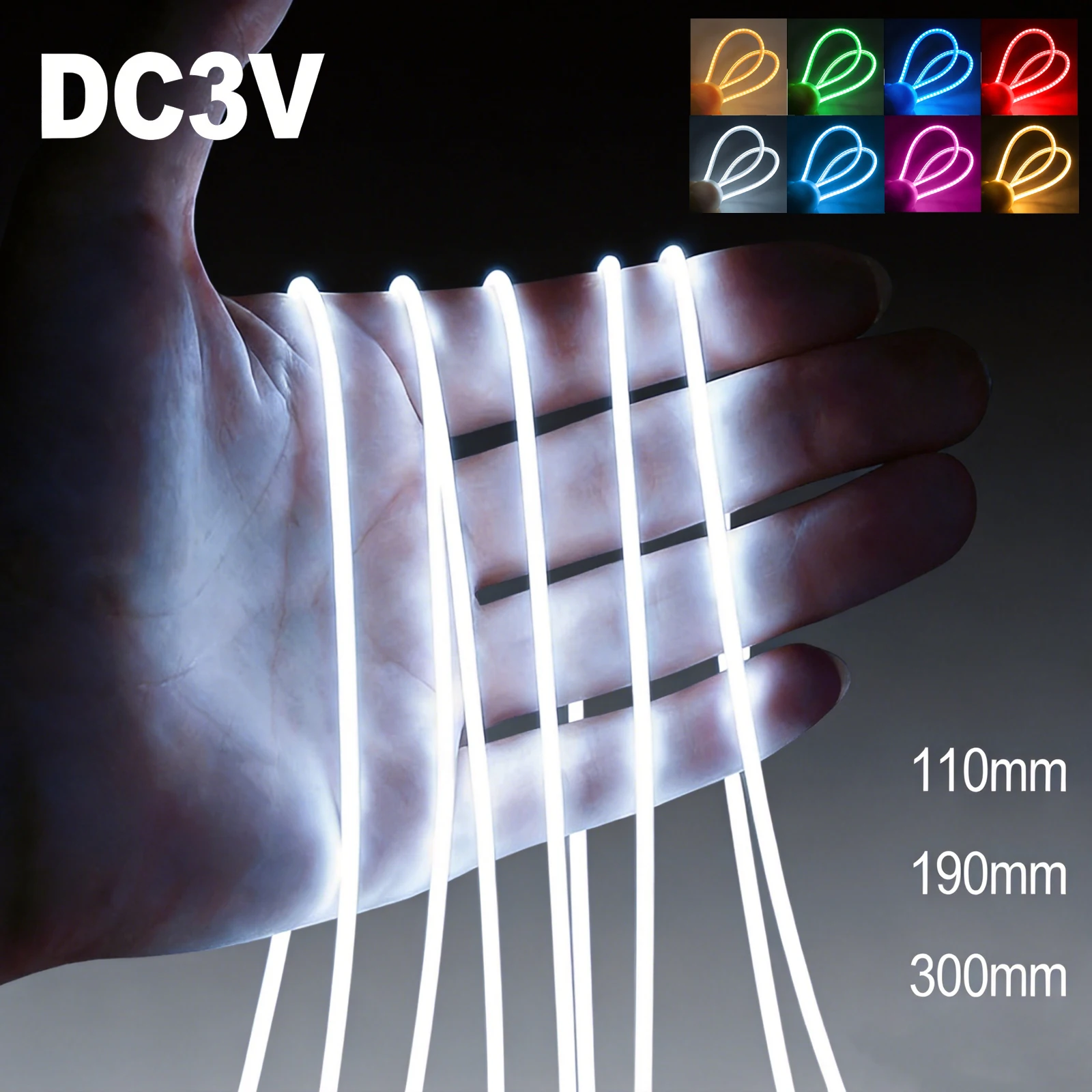 Free Cut LED Filament 3V Pink Yellow White Red Green Blue 110mm 190mm 300mm Flexible DIY Edison Bulb Parts Accessories LED Diode