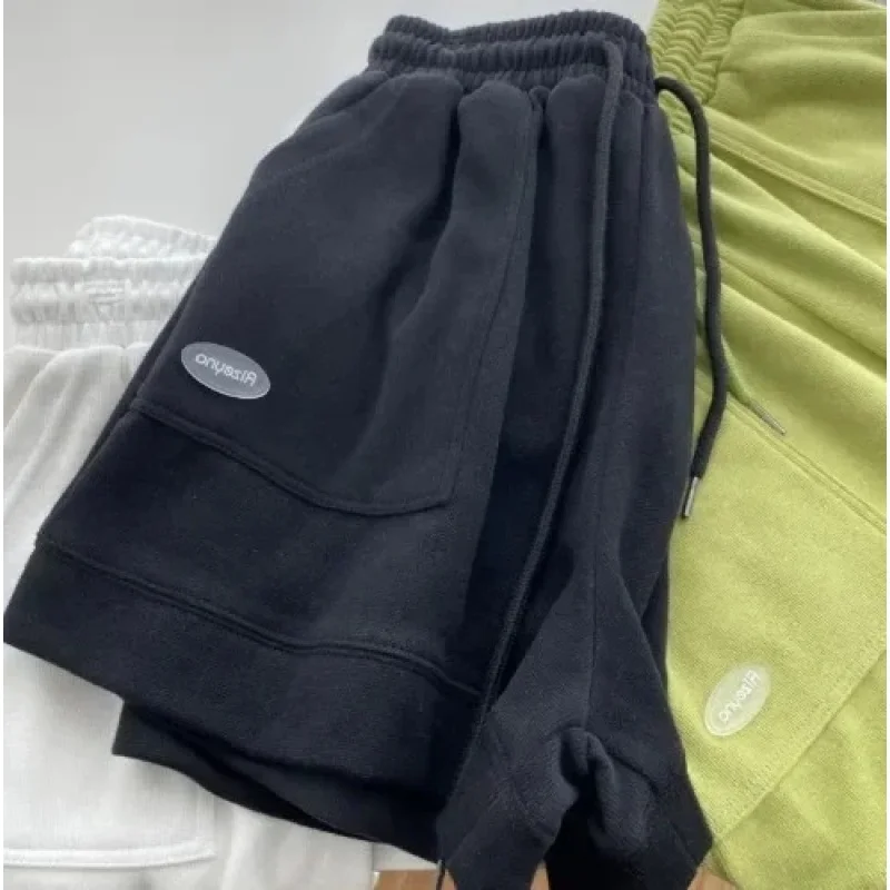 2025 new Women's comfortable loose wide-legged drawstring A pants Slim Waist Slim fit casual home versatile sports shorts