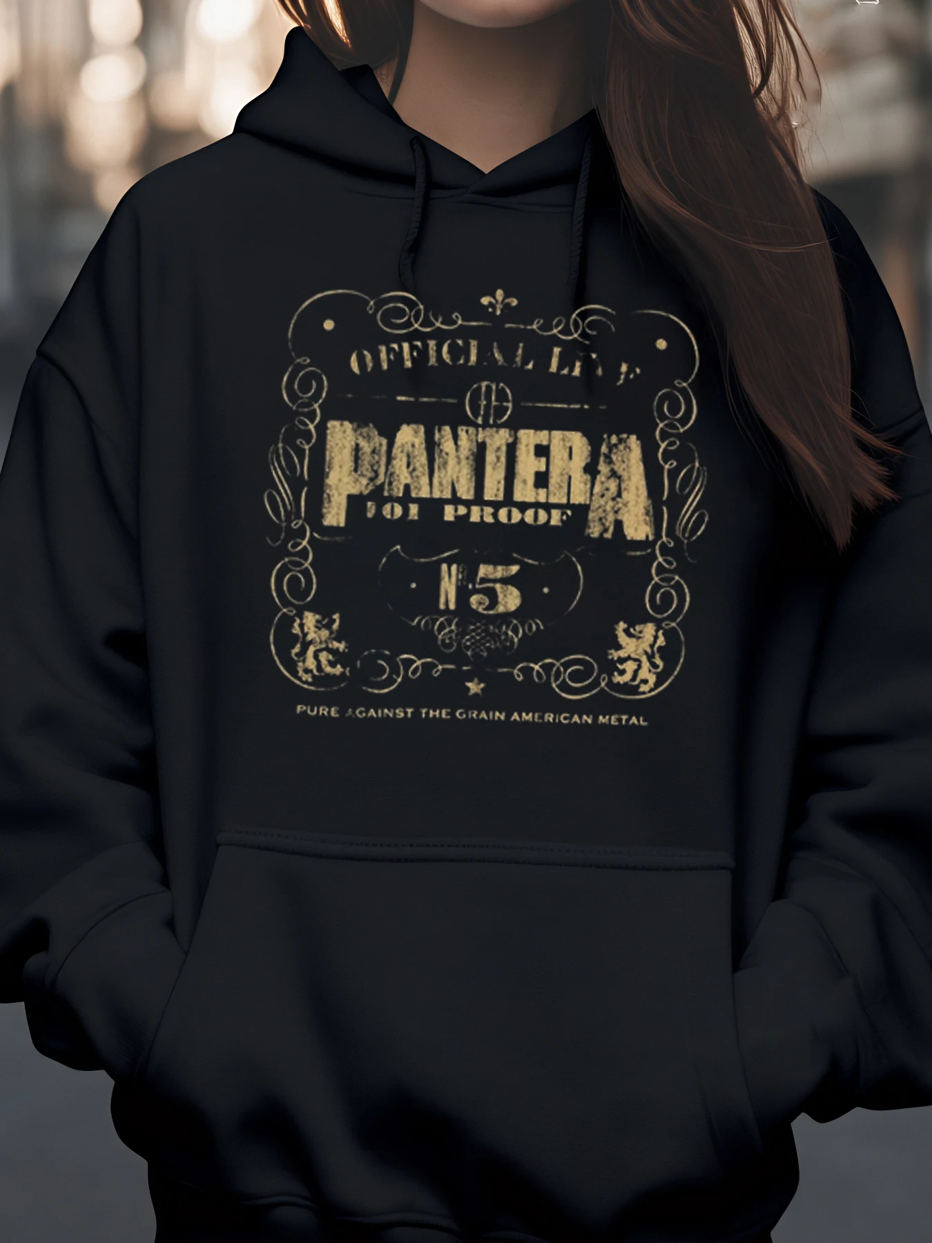 Moletom com capuz com estampa de logotipo oficial Pantera para fãs de música, roupa casual masculina e feminina