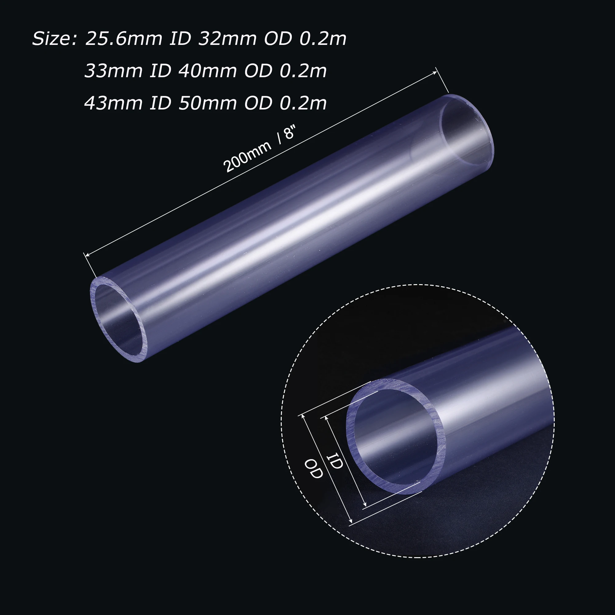 

1Pcs 32/40/50mm O.D High Transparent Blue PVC Rigid Tube Fish Tank Aquarium Hard Tube Water Pipe 0.2m Long Plastic Pipe Fittings