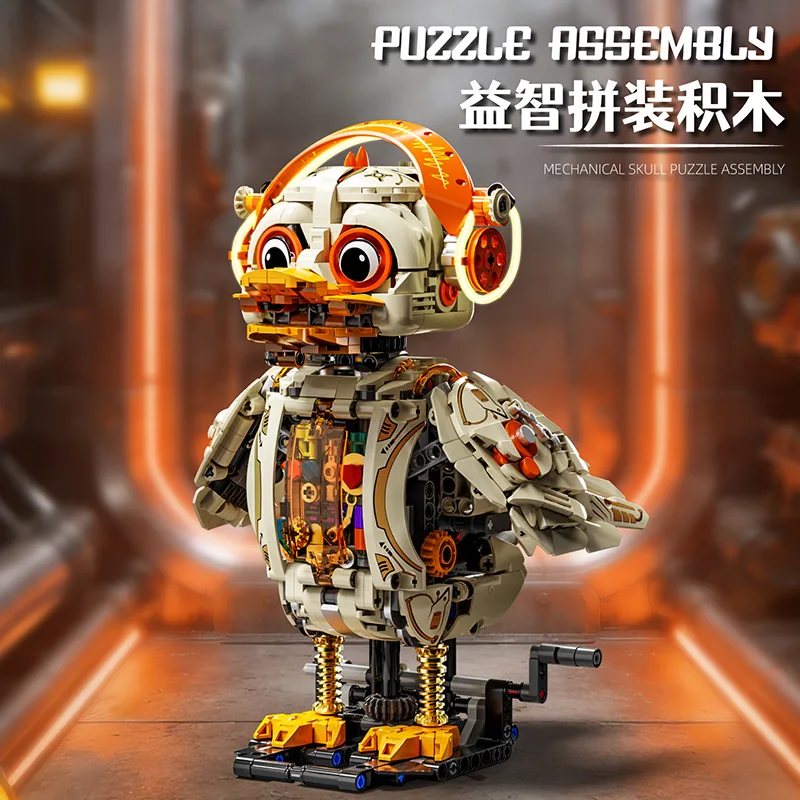 Creative Mechanical Duck Building Blocks Toy with LED Cute Animal Model DIY Assembly Bricks Education Toys for Kids Boys Gifts