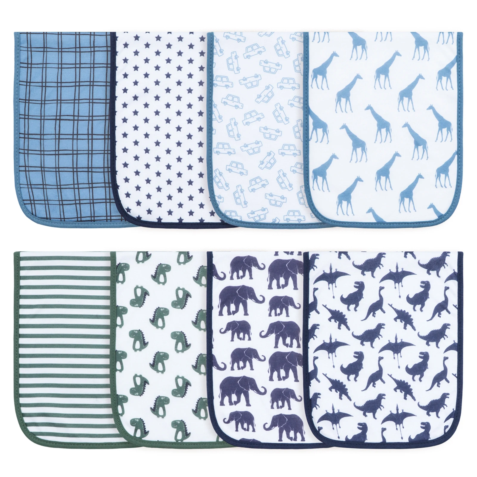 

8 Pack Extra Absorbent Baby Burp Cloths for Boys, Large Size Soft Milk Spit up Rags, Burping Cloths for Newborns(Cute Printed)