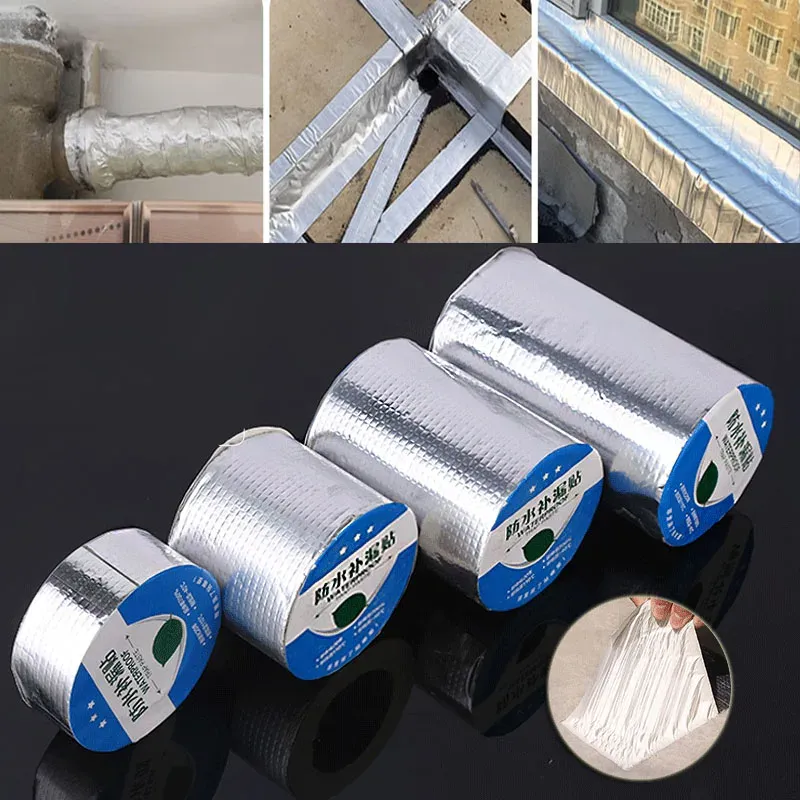  Anti Leakage Tape Aluminum Foil Butyl Rubber Tape Super Resistant Waterproof Self Adhesive for Wall Crack Roof Pipe Repair Tools 