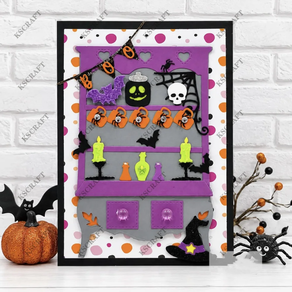KSCRAFT Cabinet Halloween Add On Cutting Dies Stencils for DIY Scrapbooking Decorative Embossing DIY Paper Cards