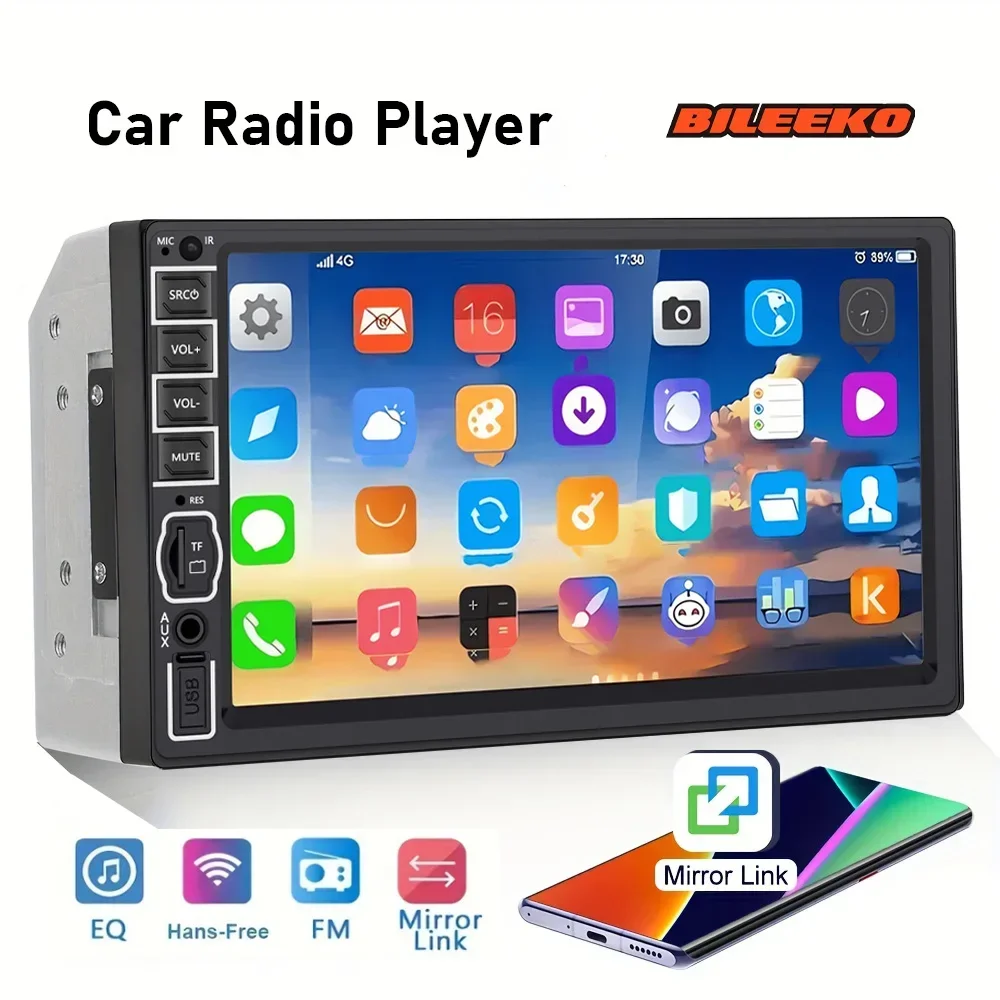 

Bileeko 7" Touch Screen Car MP5 Headunit - Nav with Phone Mirror, Universal 2 DIN Fit