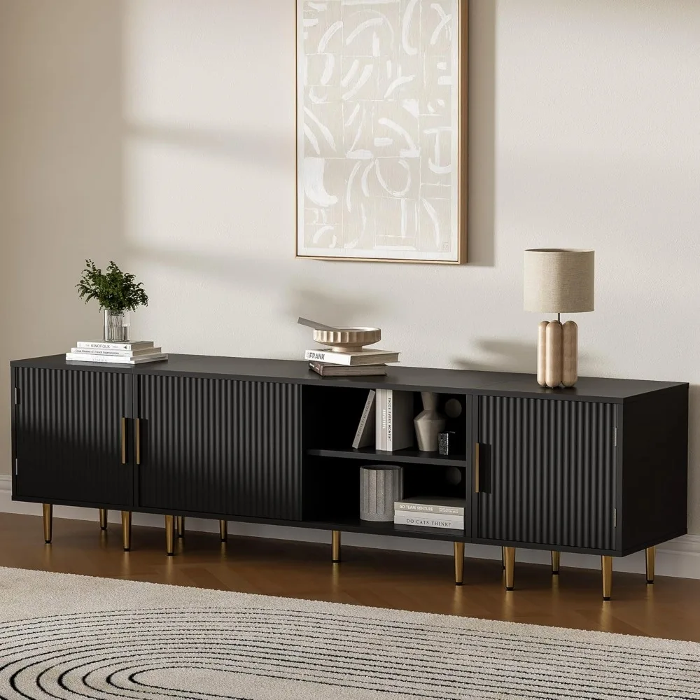 Centro de entretenimiento moderno para televisores de 50-80 pulgadas, soporte para TV con almacenamiento multimedia para televisores grandes