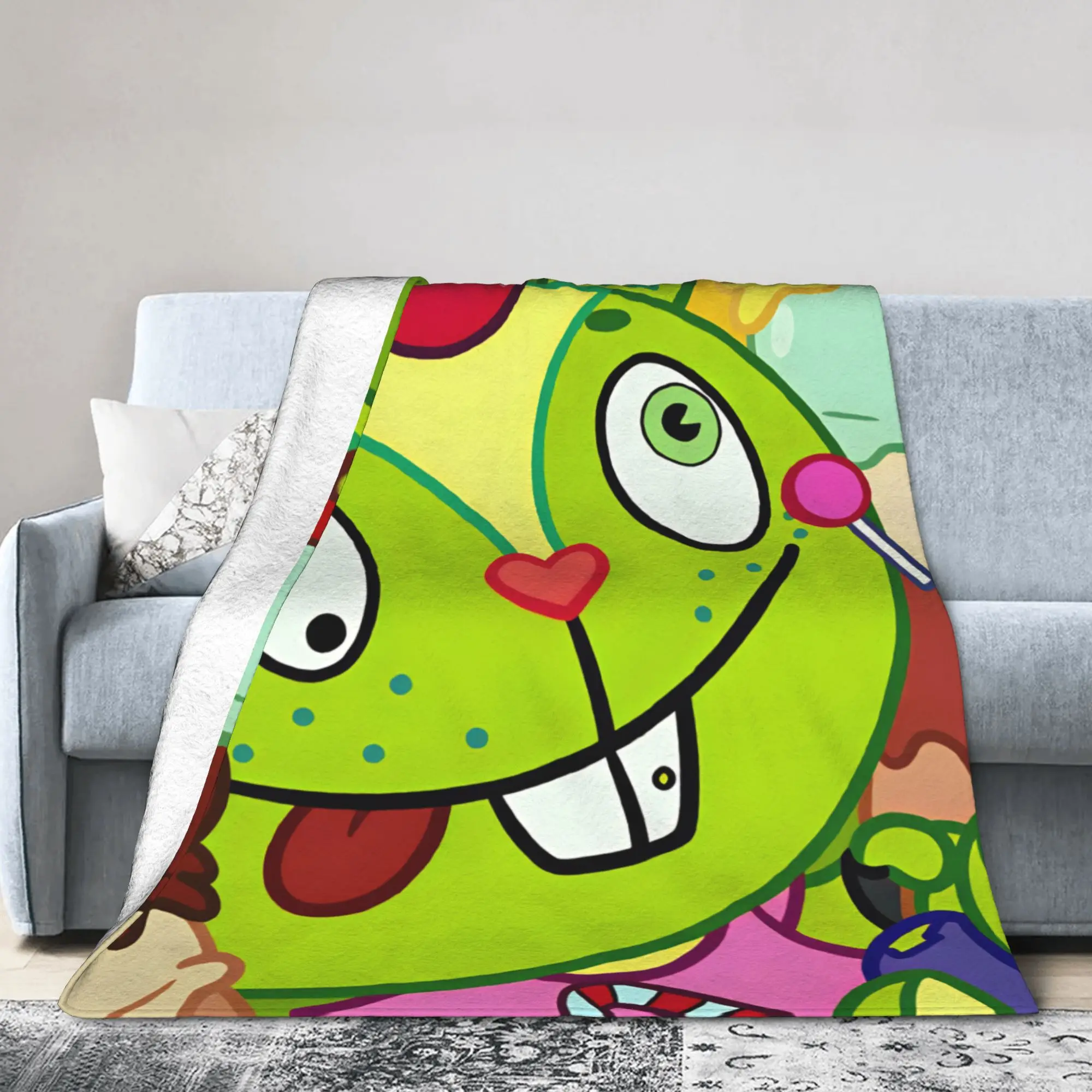 Warm Soft BlanketGirls Boys Travel Cartoon H-Happy Tree F-Friends Throw Blanket  Flannel Bedspread For Couch Chair Funny Sofa
