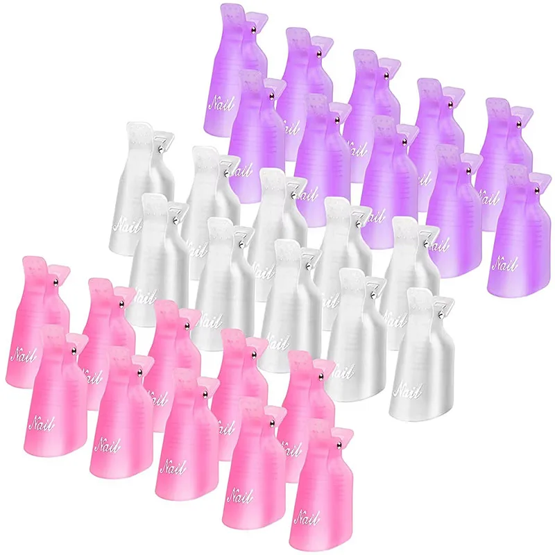 10/20/40Pcs Colorful Acrylic Nail Art Soak Off Cap Clips Nails Cleaning Manicure UV Gel Polish Soak off Wrap Tools For Finger