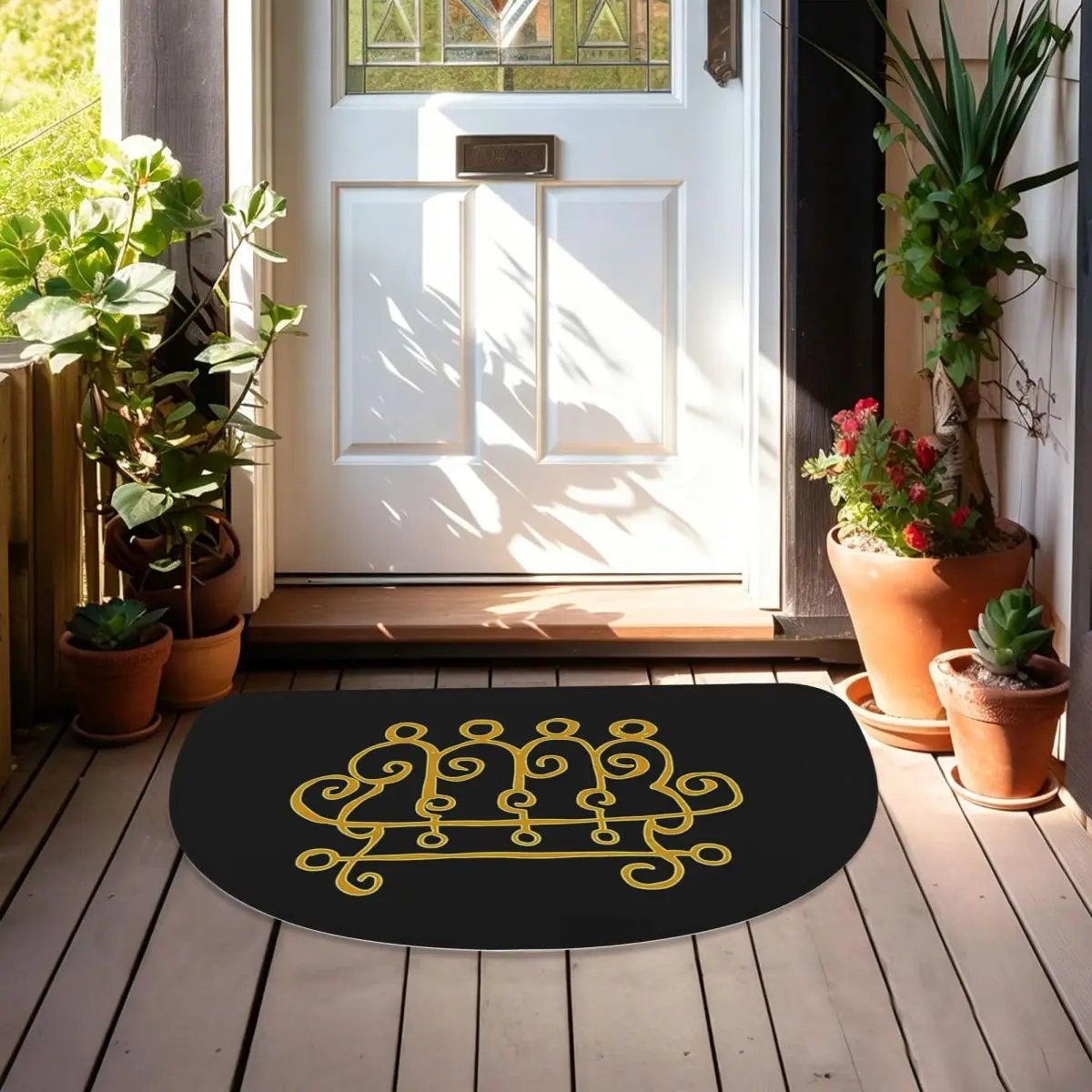 The Sigil Of King Paimon Soft Flannel Half Round Doormat Non Slip Bathroom Mat Absorbent Floor Carpet for Living Room
