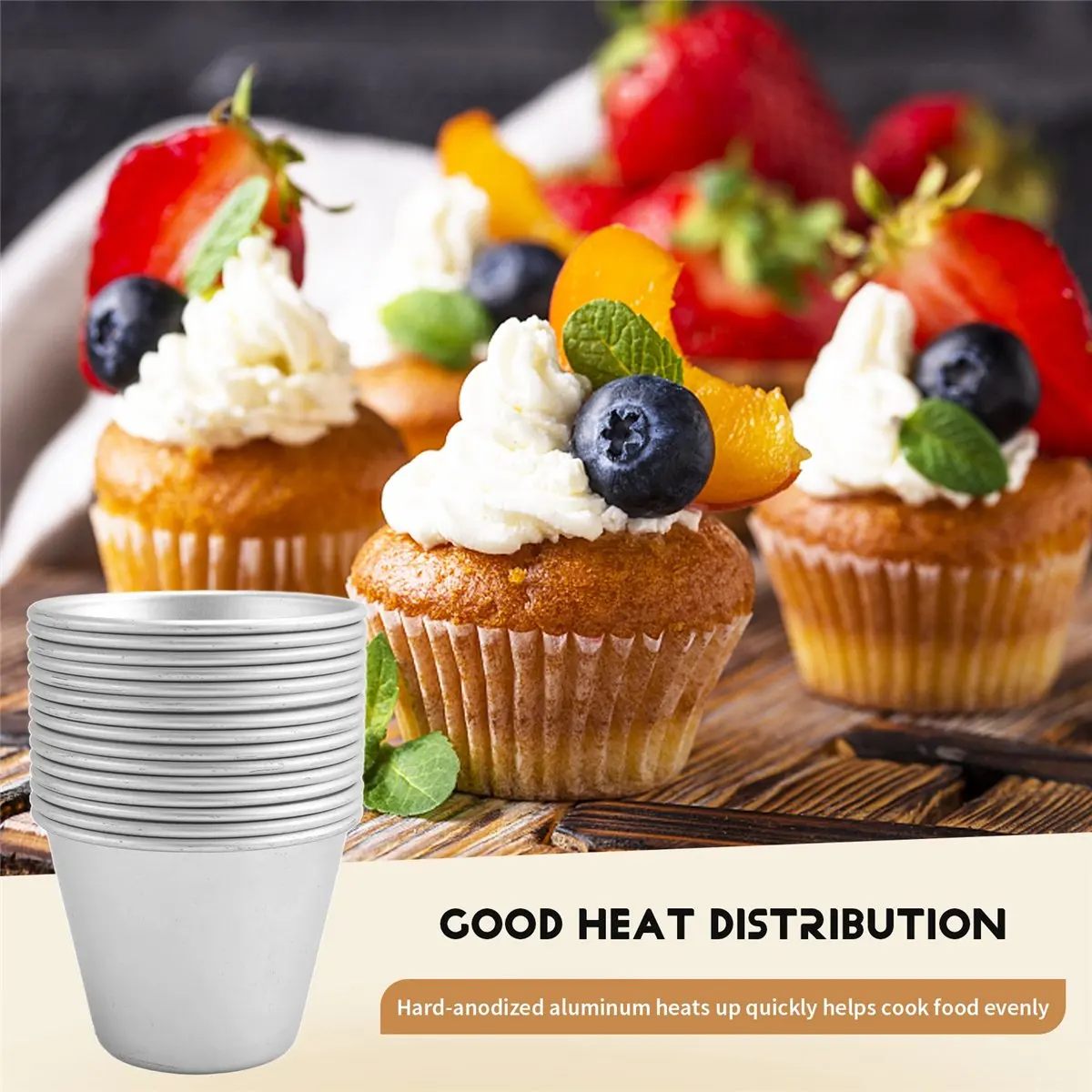 A24I 15 Pack Pudding Moulds, Non Stick Pudding Cups Egg Tart Mold,Sturdy Moulds for Making Sweet and Savoury Treats