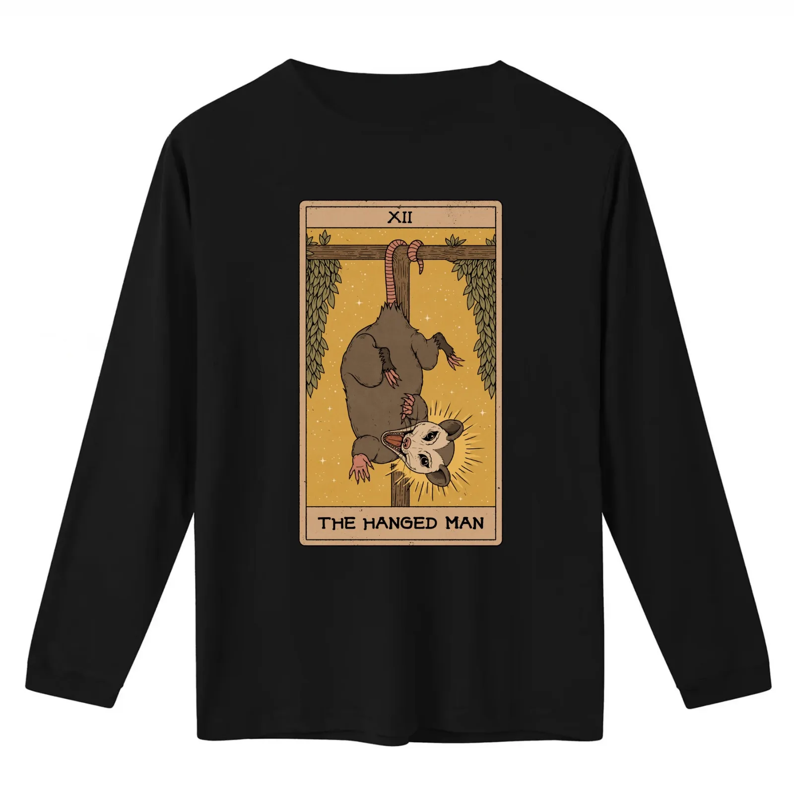 The Hanged Man - Possum Tarot T-Shirt Summer Casual Cotton Tee Oversized Streetwear Tops Vintage Graphic Print 100% Cotton