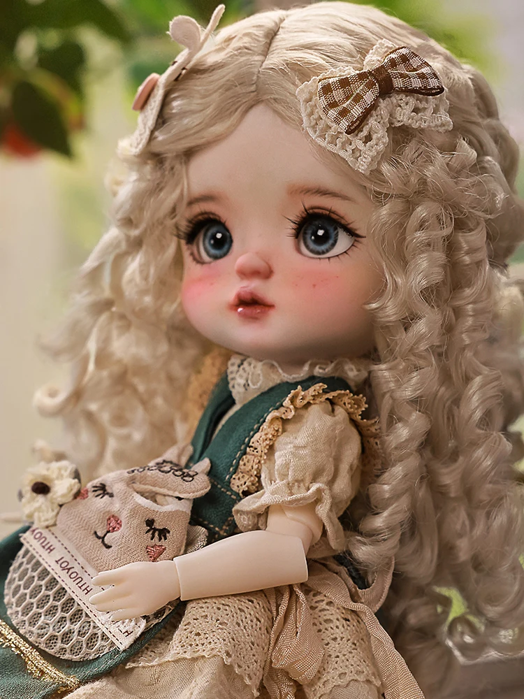 Genuine 6-Point Bjd Doll Plums Big Head Doll Retro Countryside Style Curly Hair kawaii Sd Doll Girl'S Birthday xmas Gift Stock