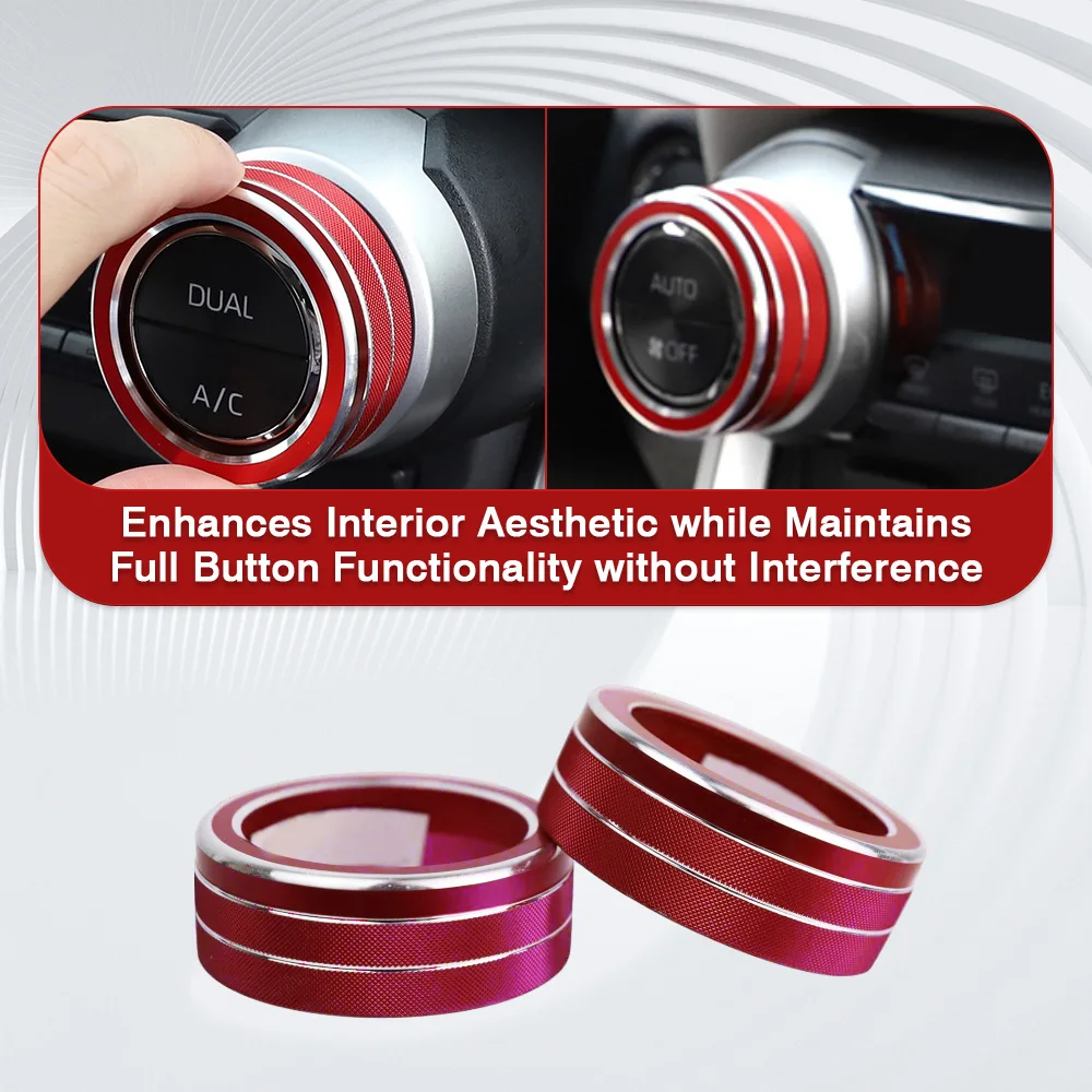 

2Pcs Car AC Air Conditioning Climate Control Knob Ring Cover Decoration For Toyota RAV4 Hybrid LE/XLE/Premium/Limited/ 2019–2025