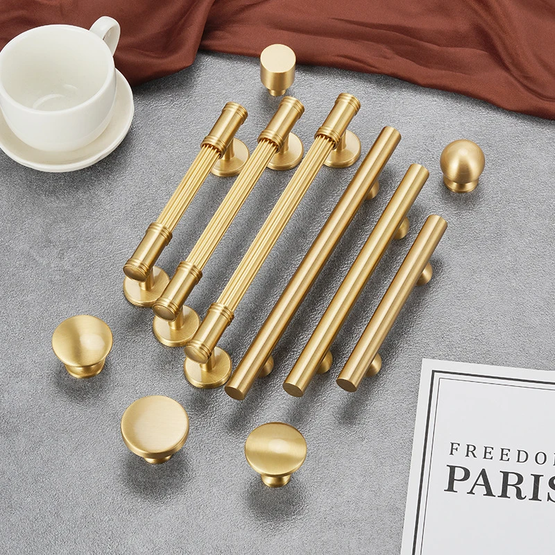 Solid Brass French Modern European American Style Handle for Cabinet Doors, Drawers, Wardrobes, Shoe Cabinets, Wine Cabinets, an