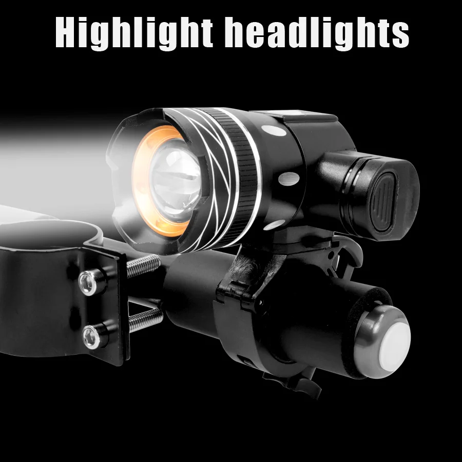 Headlight For Xiaomi M365 Pro For Ninebot Max G30 Electric Scooter Light Zoomable USB Rechargeable LED Flash Light Front Lamp