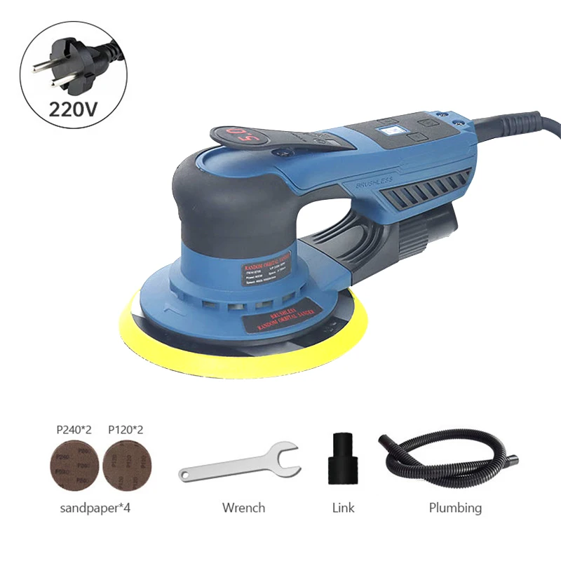 2025 360 W 6 Inch 150mm Borstelloze Vlakschuurmachine Elektrische Schuurschuurmachine Machine 5mm Excentrische Schuurmachine voor Auto Houten Muur
