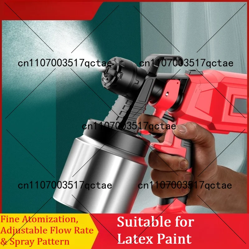 Cordless Electric Paint Sprayer with Lithium Battery, Handheld Spray Gun for Latex Paint, Home Painting Tool