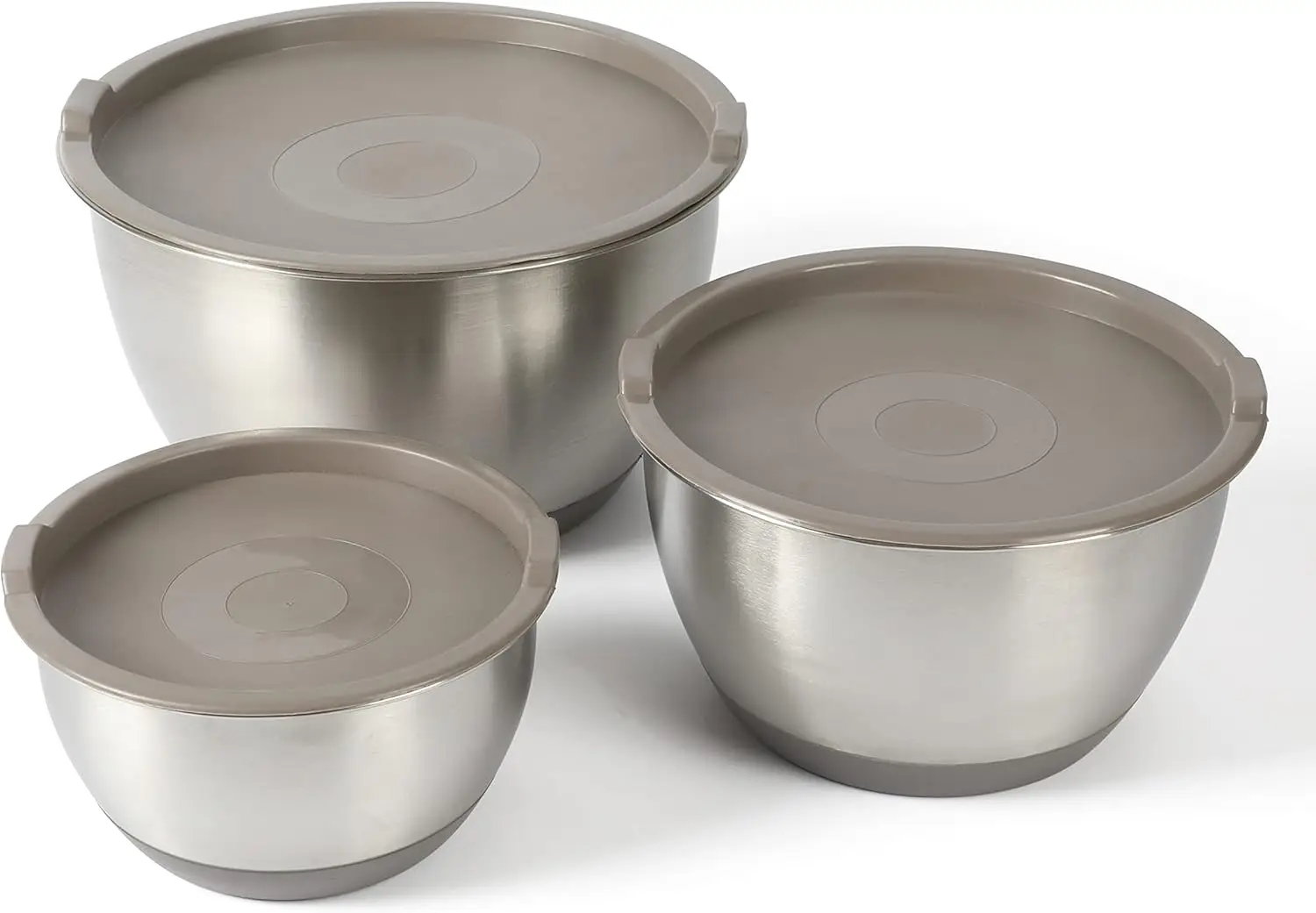 

Rhinewell Mirror Polish 6 Piece Stainless Steel Mixing Bowls with Lid and Non-Slip Base - Grey