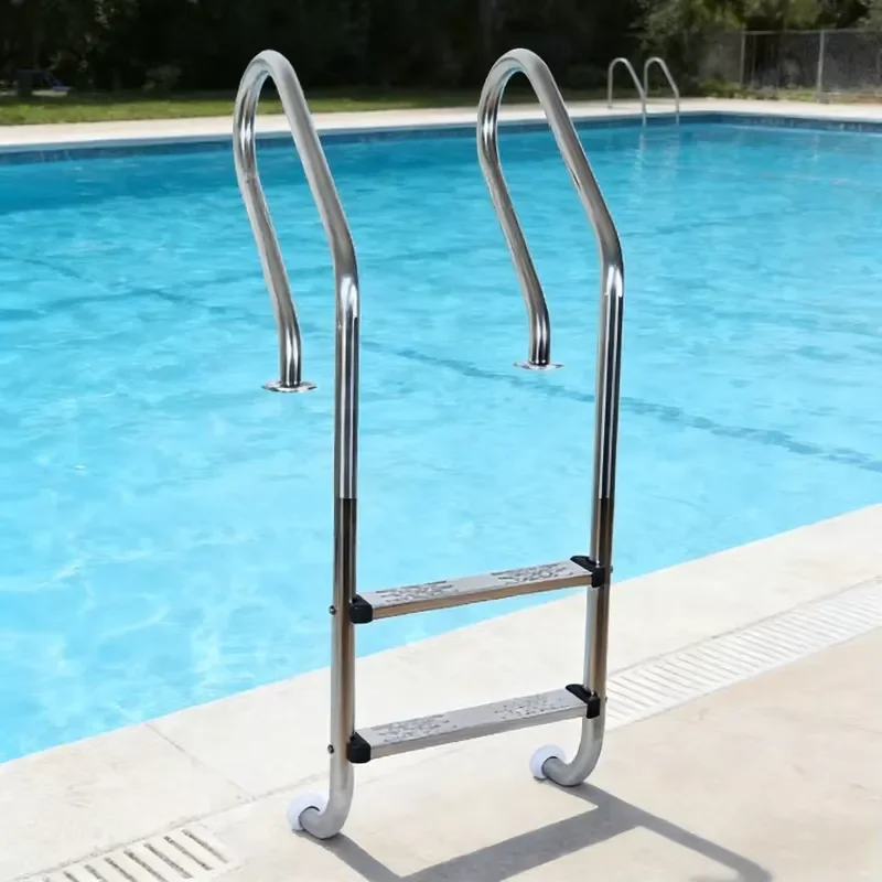 FY 304 Stainless Steel Pool Ladder, Non Slip 2-Step Recessed Swimming Pool Accessory, Custom Size for Home Outdoor