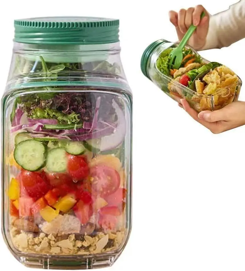 

The Original Salad Pod, Portable Salad Jar,Salad Container Side Open with Lid, Suitable for Work, Outdoor, Travel