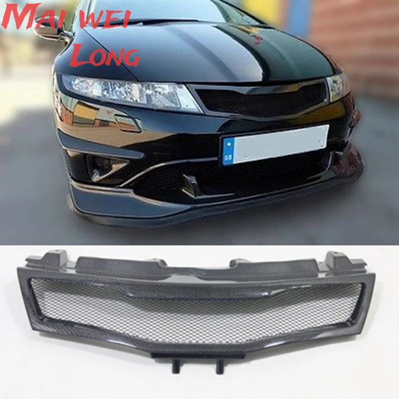 

For Honda Civic FN FK FN2 TYPE R 2006 2007 - 2012 Real Carbon Fiber & Glass Fiber (Unpaited) Front Grille Style Air inlet