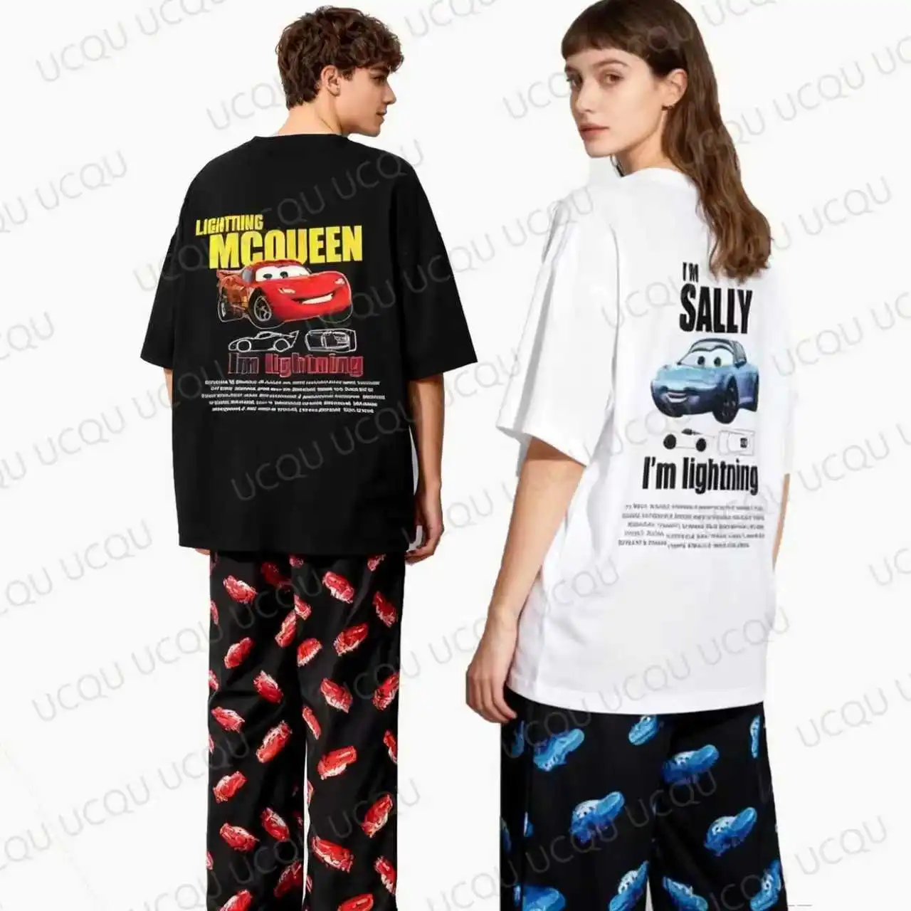 2025 The Cars Lightning McQueen & SALLY camiseta pantalones largos conjunto Unisex regalo del Día de San Valentín gran oferta conjunto Casual caprichoso