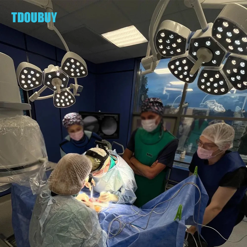 TDOUBUY Double head Flower Type Ceiling LED Surgery shadowless operating surgical lamp operation theatre OT light 90V-240V