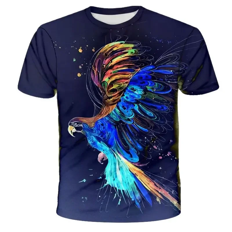 

Summer Men's Women's Fashion Short Sleeve T-Shirts Animal Parrot Characters 3D Printed T-Shirts Retro Harajuku Style New Shirts