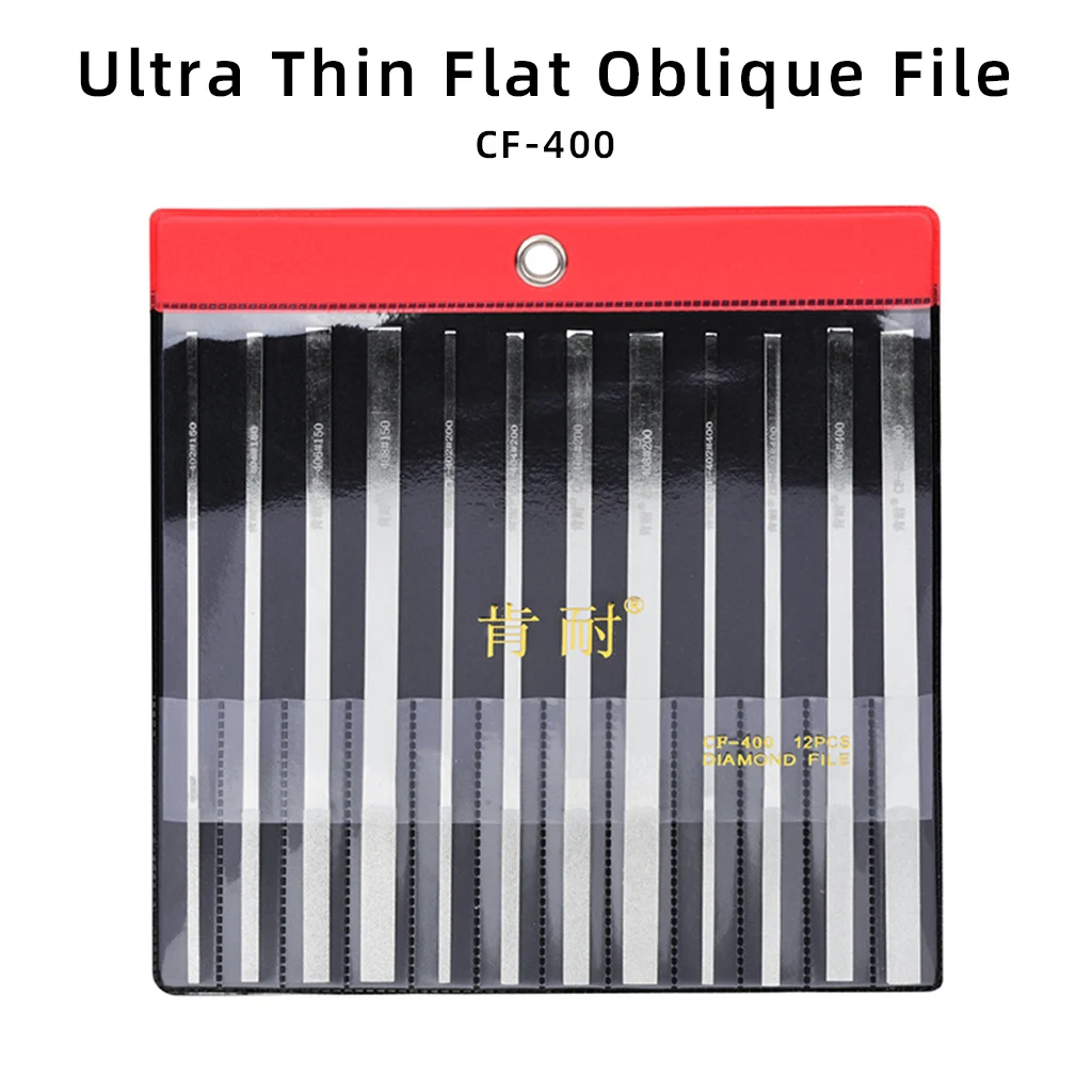 CF-400 Set Ultra Thin Flat Oblique Diamond Files Set For Grinding Mold Trimming DIY Hand Tools 180mm 150# 200# 400# Grit