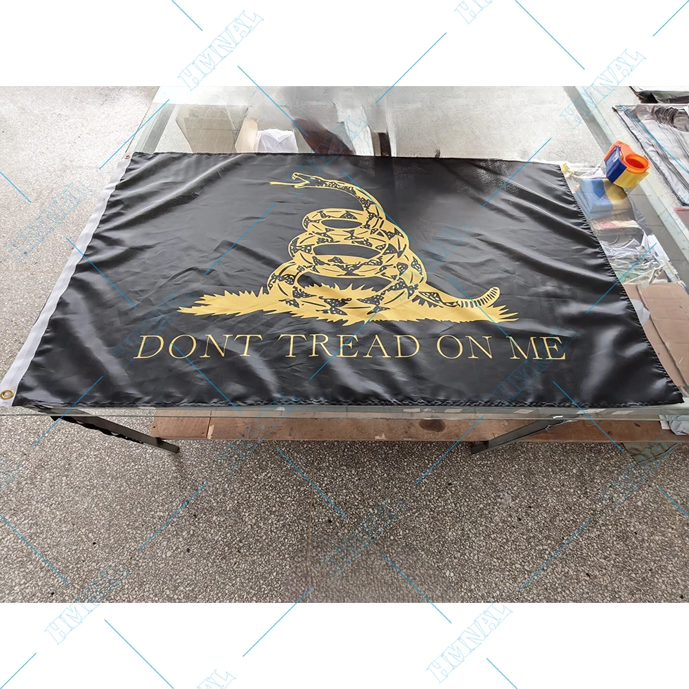 3x5ft 100D DONT TREAD ON ME Custom BLACK AND YELLOW Gold Flag
