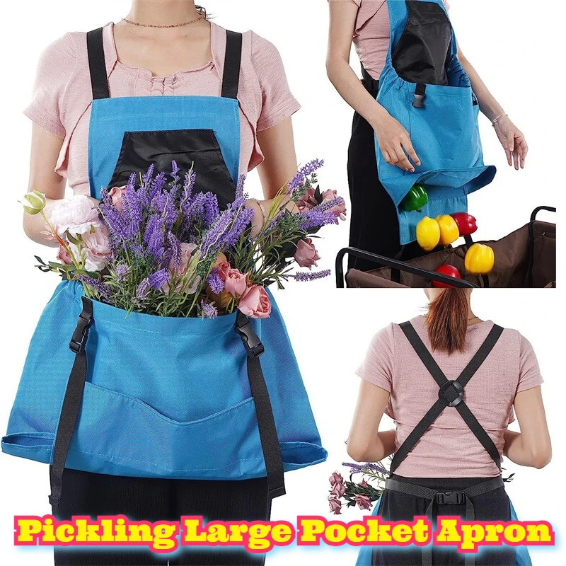 Heavy Duty Harvesting Apron Large Pockets Quick Release Garden Tool Storage Backpack Adjustable Belt Outdoor Picking Fruit Farm