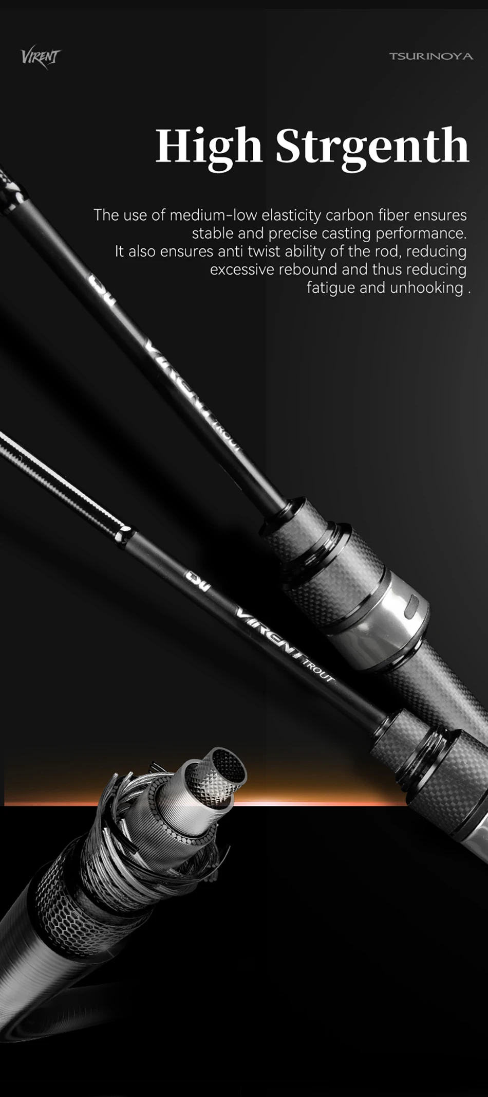 TSURINOYA Light Game Angelrute VIRENT FUJI Guide 1,8m/1,95m/2,10m Gewicht 65g UL L Power RF Action Forellen- und Ajing-Stream-Rute – Detail 6