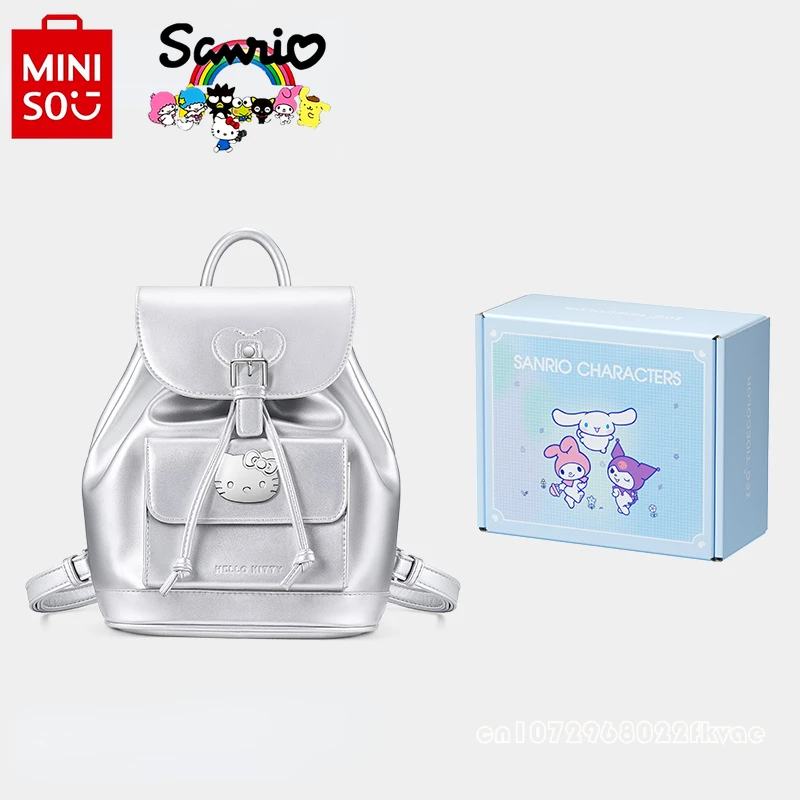 Miniso Sanrio-mochila de alta calidad para mujer, bolso de libro multifuncional con cordón, Color sólido