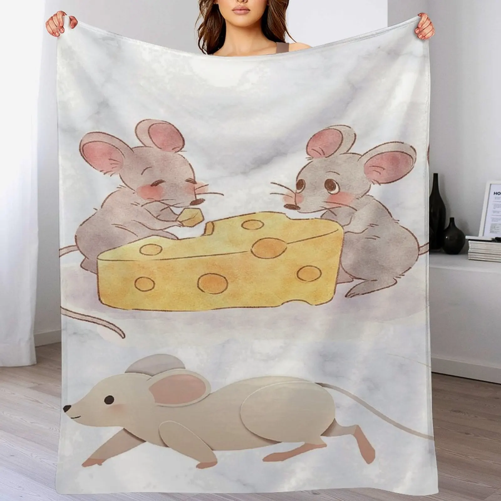 

Naughty Mice and cheese Throw Blanket Cozy Warm Blanket for Bed Room Decor