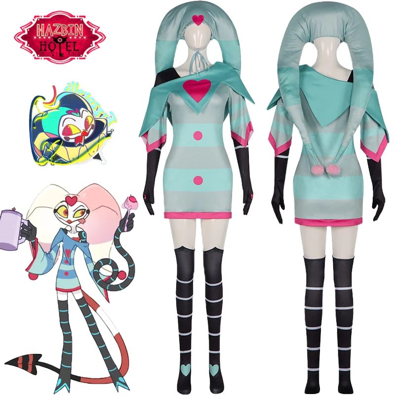 

Hazbin Fizzarolli Cosplay Costume Hotel Role Play Suit Dress Hat Gloves Full Set Uniform Halloween Carnival Party Adult Outfits