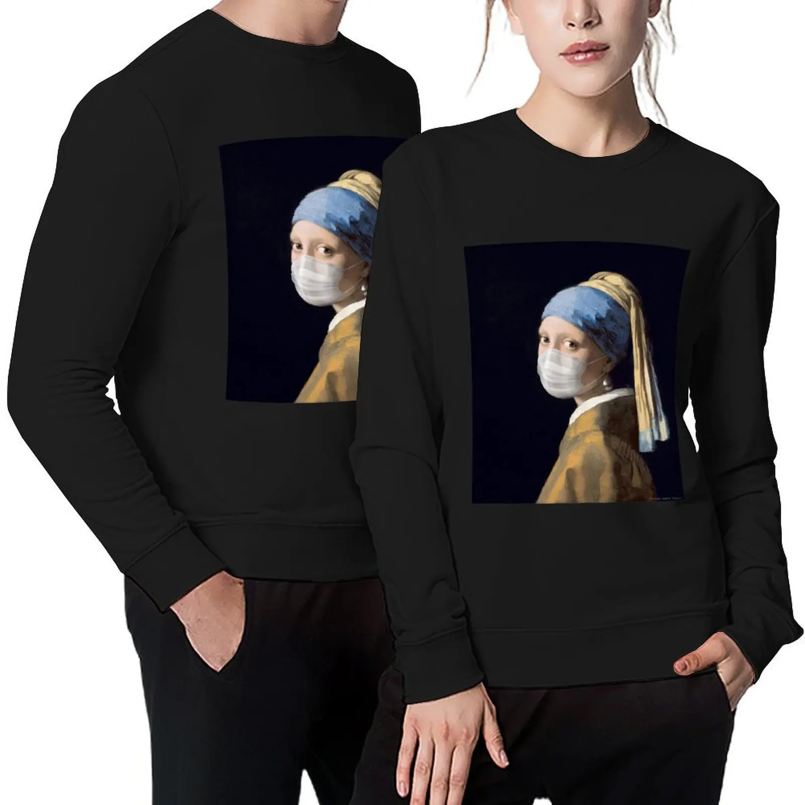 

Famous Painting Girl with a Pearl Earring Wearing Mask Pullover anime clothing autumn jacket men hoody