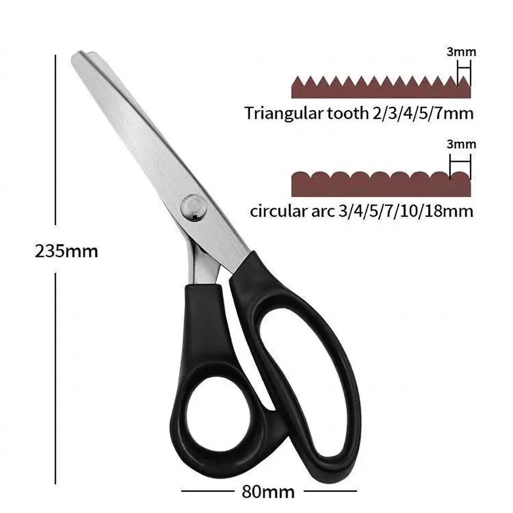 Fabric Pinking Scissors Set 3-Piece Featuring Stainless Steel Tips for Smooth Cutting of Woven and Nonwoven Fabrics
