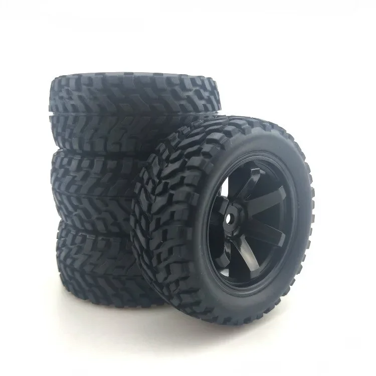 4 peças 75mm borracha rally escalada carro aro de roda off-road e pneus hexagonais para mn99s hsp hpi wltoys 144001   Carro RC MN90