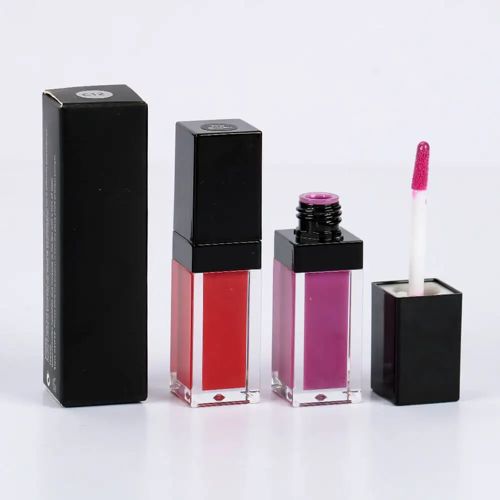 Wholesale Lipgloss Private Label Cosmetic Lip Gloss Make Your Own Brand Vegan Makeup Matte Liquid Lipstick Black Tube 30pcs/lot