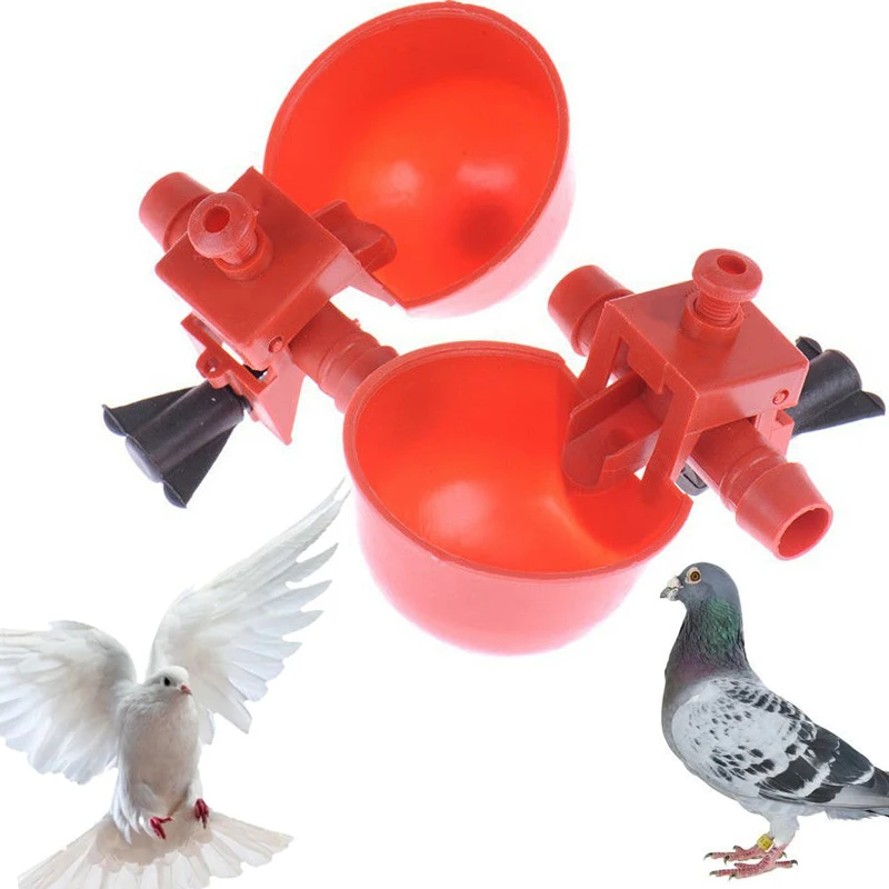 

Red Automatic Drinking Cup Nipple Quail Hen Bird Water Cups Plastic Poultry Drinker Chicken HOT