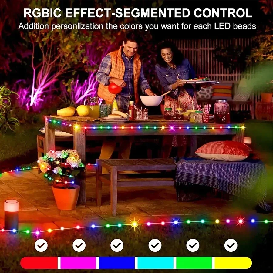 LED RGB الملونة بلوتوث شرائط مصباح APP التحكم عن بعد عيد الميلاد عيد الهالوين حفلة عيد ميلاد أضواء الديكور الداخلي في الهواء الطلق